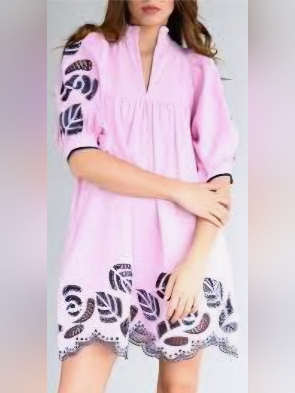 Never  A Wallflower  Women's Pink Embroidered Short A-Line Dress
